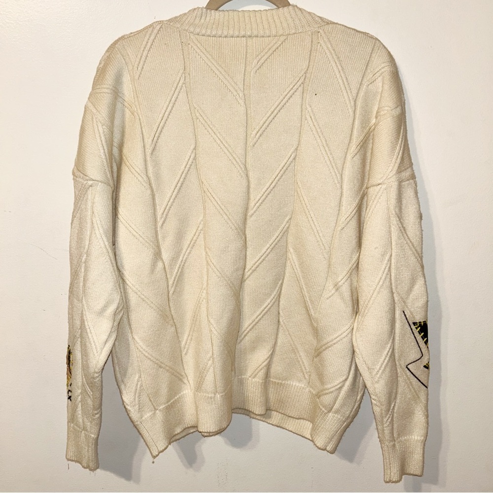 Women's Cream Embroidered Button-Front Cardigan Sweater Small - Picture 2 of 4